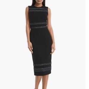 White House Black Market - black tweed inset sheath dress